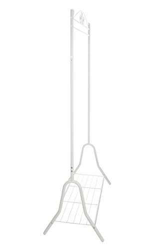 Garderobe Metall weiß 46 x 90 x 172 cm | Stahlgestell | Schuhablage - 4