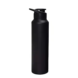 PANCA Stainless Steel Insulated Sipper Water Bottle/Flask for Gym, School Water Bottle 1 L, Sipper Cap, Sipper bottle for Gym (Set of 1), Black (Style 1)