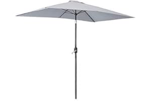 Green Bay 2x3m Patio Outdoor Umbrella Wind up Garden Parasol Sun Shade Aluminium Crank Tilt Mechanism (Grey)
