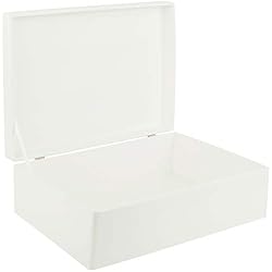 Creative Deco XL Grande Blanc Boîte de Rangement en Bois | 40 x 30 x 14 cm | Caisse Coffre Malle à Décorer avec Couvercle | Plusieurs Couleurs | Parfait pour Jouets, Outils, Documents