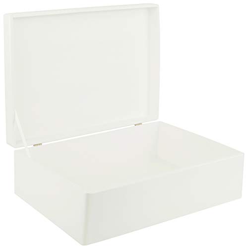 Creative Deco XL Grande Blanc Boîte de Rangement en Bois | 40 x 30 x 14 cm | Caisse Coffre Malle à Décorer avec Couvercle | Plusieurs Couleurs | Parfait pour Jouets, Outils, Documents