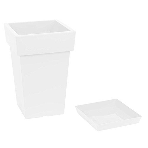 7,2 L Blumentopf Lofly Blumenkübel Pflanzkübel Pflanztopf inkl. Untersetzer viereckig weiss 195x195x295 mm Kunststoff - 3