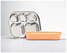 Kangovou Stainless Steel Compartment Plate (Peaches and Cream)