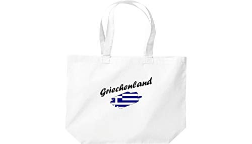 Shirtinstyle grosse Einkaufstasche Griechenland Flagge, Land, Länder, Weiss