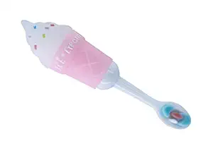 DC DECORIO Children Infant Toothbrush Ice Cream Model For 2-6 Years Mouth-Cleaning Silicone Clean Brushing Kids Teeth Dental Care Hand-Held Version (Ice Cream-Pink)