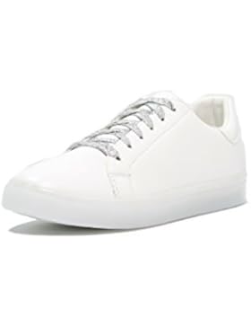 EVEN&ODD Sneaker Damen Weiß, Silber, Rosa-Nude o. Schwarz, uni – Turnschuhe / Sneakers für Frauen - Metallic Schuhe...