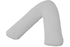 British Home Bedding V Shaped Pillow With Case for Nursing Back Neck Shoulder Support (Silver)