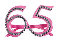 Brille pink 65. Geburtstag Scherzartikel Gagbrille 21646