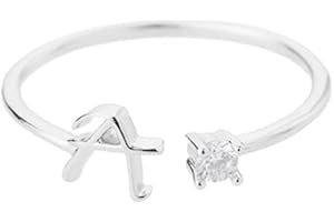 Bungsa® RING mit Buchstaben silber mit Kristall aus Metall - biegbarer Fingerring/Zehenring Toering für Damen, Kinder & Herren - A B C D E F G H I J K L M N O P Q R S T U V W X Y Z