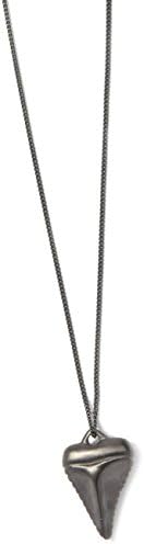 Arizaga Mens Antique Steel Mini Shark's Tooth Necklace of Length 63.5 cm