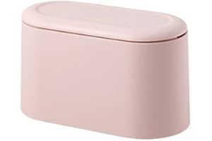 ETRAVEL Kosz na śmieci na biurko z pokrywą typu prasowego, mini przenośny kosz na śmieci łóżko biurowy kosz na śmieci, wodoodporny blat kosza na śmieci do domu salonu kuchni sypialni łazienki biura kosz na śmieci 2 l (różowy)