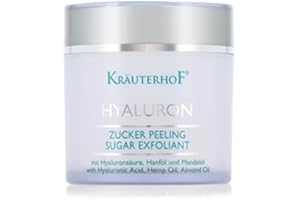 ‎KRÄUTERHOF Kräuterhof® Zucker Body Peeling (250g) – hilft ihrem Körper & Gesicht zu einer sanften & geschmeidigen Haut, Peeling mit feinen Kristallen, umhüllt von Hyaluronsäure, Vitamin E, Hanf- & Mandelöl