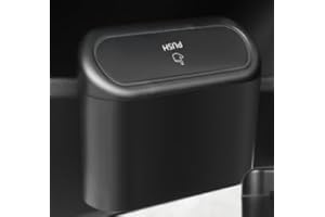 Druuzyl 2 Piezas Bote de Basura para Coche Pequeño con 100 Bolsas de Basura, Basura Impermeable Coche, Portátil Caja de Almacenamiento Colgante con Tapa para Coche, Oficina (Negro)