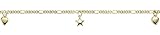 Fusskette Figaro in 585 Gold Fusskettchen mit Gelbgold Herz und Gelbgold Stern 25 cm Schmuck 85.53521-97
