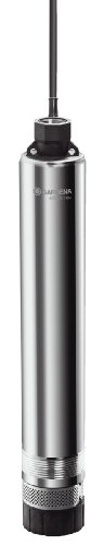 Gardena 1492-20 Premium Tiefbrunnenpumpe 6000/5 inox; Gehäuse Edelstahl; mit Standfuß (Motorleistung: 950 W; Fördermenge: 6000 l/h; Förderhöhe: 50 m, Druck 5 bar)