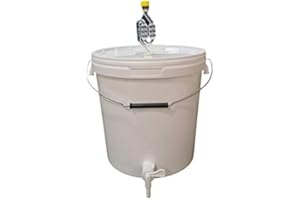 sil2018 Kompletter Gärbehälter 20L - Set: Gäreimer mit Gärröhrchen und Dichtgummi und Ablaufhahn aus Kunstoff, Eimer für Bier oder Wein mit Griff, weiß