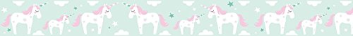 lovely label Bordüre selbstklebend EINHORN ROSA/MINT – Wandbordüre Kinderzimmer / Babyzimmer mit Einhörnern und Sternen in versch. Farben – Wandtattoo Schlafzimmer Mädchen & Junge, Wanddeko Baby / Kinder - 4