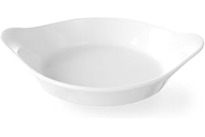 HENDI Pirofila da forno, rotonda, piatto teglia da forno, microonde, 185x152x(H)40 mm, porcellana, bianco crema