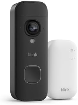 Blink Videocitofono 2K+ a pile (ultimo modello) | Vista a figura intera | 2K | IP65 | Pile‌ di lunga durata | Facile da installare | Modulo di sincronizzazione di base incluso – Sistema (nero)