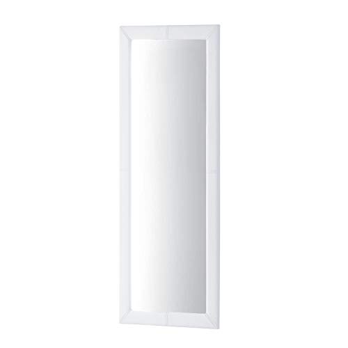 Adec - Espejo de pared tapizado, espejo rectangular cuerpo entero salón, recibidor, comedor, dormitorio, acabado en símil piel color Blanco, Medidas: 160x60x3 cm de Fondo