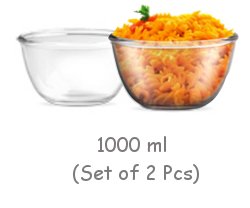 Treo Glass Mixing Bowl, 1000ml, Multicolour, Set of 2