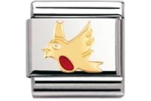 Nomination Composable Classic Air Animals Robin Stainless Steel, Enamel and 18K Gold