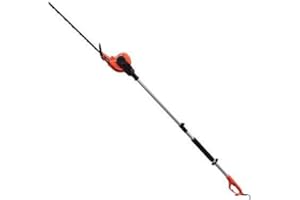 eSkde High Performance 450w Electric Pole Hedge Trimmer with 2.5m Extendable Reach for Large Gardens & Outdoor Spaces with 10m Cable, Adjustable Angle Head includes shoulder strap.