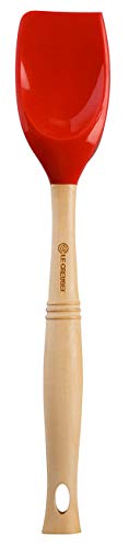 Le Creuset - Espátula Cuchara Pro, color Cereza de Silicona y Madera Tratada