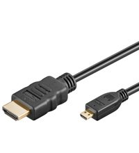 BIGtec High Speed 1,5m micro HDMI Kabel with Ethernet HDMI micro Kabel A/D HDMI Kabel 1,50m 1,5 m High Speed HDMI Kabel / HDMI mikro Type D , vergoldet , Kabel schwarz 3D Wiedergabe , Deep Color HDMI 1.4 Kabel