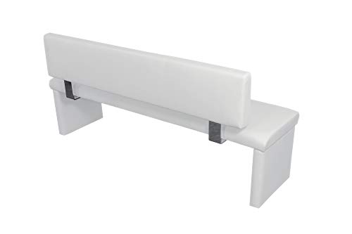 Cavadore Sitzbank „Charisse“ India Weiß / Moderne, gepolsterte Bank mit Lehne / Kunstleder-Bank weiß / Maße inkl. Lehne: 160 x 54 x 83 cm (B x T x H) - 15