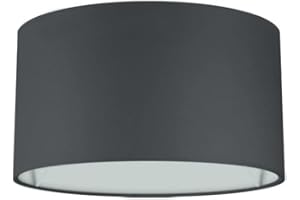 Wogati® Premium Lampenschirm E14/E27 Baumwolle | Schwarz, Ø50cm Höhe 33cm | Für Stehlampe, Hängelampe und Tischlampe