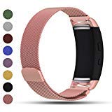 Correa de repuesto iFeeker con cierre magnético, malla milanesa de acero inoxidable para reloj inteligente Samsung Gear Fit2/Gear Fit 2 Pro, color oro rosa
