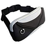 GALOOK Riñonera Running Riñonera Cinturón Fitness con Orificio para audífonos - Tela Suave a Prueba de Sudor, para Ejercicios de Footing, Yoga, Ciclismo, Senderismo, Deporte - Negro+Gris