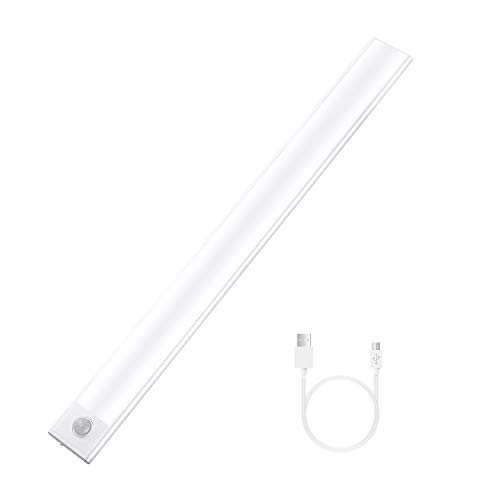 Criacr Nachtlicht Bewegungsmelder, USB Bewegungsmelder LED Nachtlicht, 3 Modi, Auto ON/Off, Bewegungslicht, Wiederaufladbare Schrankbeleuchtung mit Magnetstreifen für Schrank Treppe etc (Weiß)