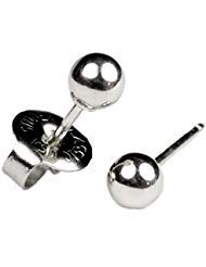 Pendientes de plata de 4 mm con forma de bola redonda