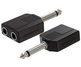 Bellveen Silver Plated 6.35mm Stereo Plug to 2 x 6.35mm-Stereo Jack Splitter Adaptor - Pack of 2