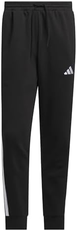 adidas Uomo Essential Three Stripes Fleece Pants, Black/White, L