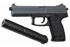 ASG Pack Cadeau Airsoft Pistolet DL60 Socom Noir 6mm avec Son Silencieux 0.5 Joule à Ressort 600 Billes Offert !