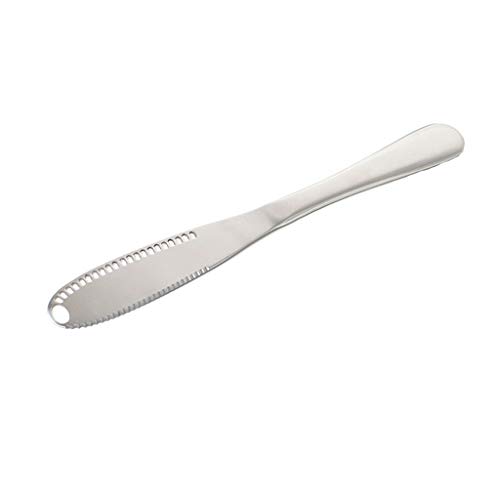 Preisvergleich Produktbild Edelstahl Butterstreuer Messer, Professionelle Buttermesser Schneidemaschine Lockenwickler Buttermesser mit Gezahntem Rand Poliert mit praktischer Butterreibe / Löcher für Harte Butter Edelstahl (B)