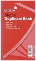 Silvine Duplicate Book - Memo. Manufactured from quality bank paper with laminated Red covers. Features include, white pages numbered from 1 to 100 with an index sheet and carbon paper. Ruled Feint. Size: 210x127mm (8.25x 5). Ref: 601.