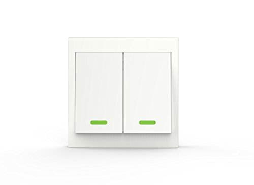 Preisvergleich Produktbild WisQo Wireless Fernbedienung Lichtschalter, steuert WisQo Relais Empfänger / Receiver. Kontrollbeleuchtung von überall. Batteriebetrieben, 2-Gang, Receiver nicht eingeschlossen.