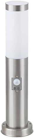 RABALUX 8267 A++ to E, INOX Torch Pathway Light, Metal, 60 W, E27, Stainless Steel / White, 11 x 11 x 45 cm