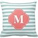 Allforyou 18 X 18 Twin Sides Bedding Pillow Case Home Decoration Square Decorative Cushion Cover Pillowcase Mint And Coral Stripes Monogram Throw Pillowcases