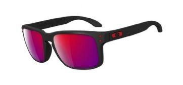 Oakley - HOLBROOK OO 9102, Geométrico, propionate, hombre, MATTE BLACK/POSITIVE RED IRIDIUM(9102/36), 55/18/137
