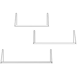 SONGMICS Lot de 3 Étagères Murales, Étagères Flottantes, Étagères Décoratives, pour Chambre, Salon, Cuisine, Entrée, Charge Maximale 15 kg/Unité, Tailles Différentes 40, 50, 60 cm, Blanc LWS68WT