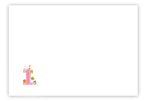 Einladungskarten Kindergeburtstag zum 1. Geburtstag in rosa mit Eulen, incl. passender Umschläge - 4