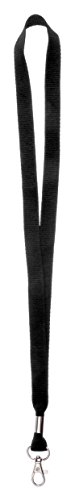 Karteo® Schlüsselband | Schlüsselbänder | Band | Lanyard 16 mm | schwarz unbedruckt | mit Karabinerhaken | für Kartenhuellen Ausweise Kinder EC Kartenhüllen Handy Autoschlüssel