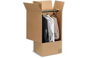 Mottola Packaging- 5 Scatoloni Per Capi Appesi - 60x55x115h cm - Scatoloni resistenti e durevoli, ideali per trasporto di vestiti appesi, dotate di asta appendi abiti