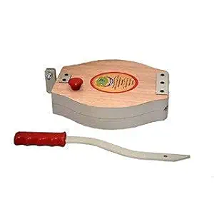 FEDDE Manual Heavy Round Wooden Board Papad-Puri Press Maker