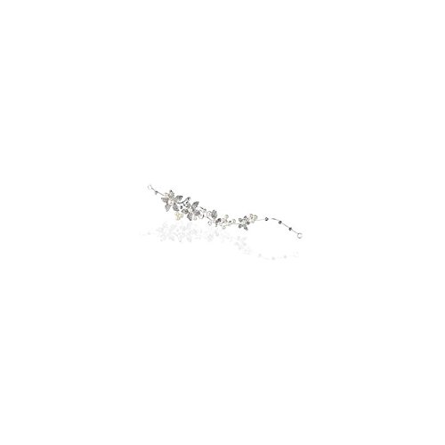 PIXNOR Shining Crystal Strass Faux Perlen Deko Blume Stil Hochzeit Braut Haar Band Stirnband Tiara (weiß)